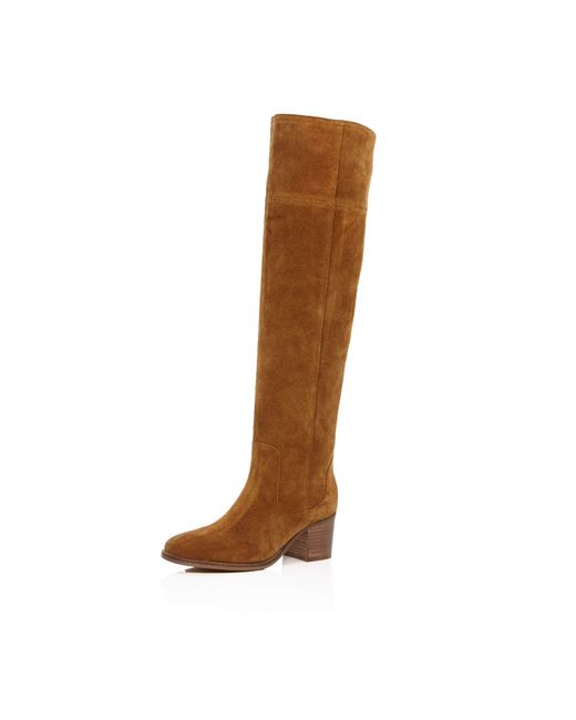 River Island Tan Brown Suede Over The Knee Boots