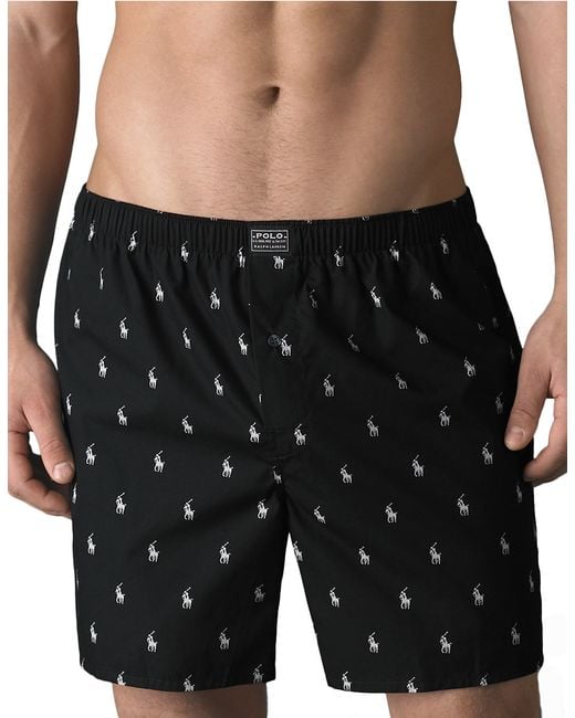 Polo ralph lauren Woven Boxer Shorts in Black for Men - Save 32% | Lyst