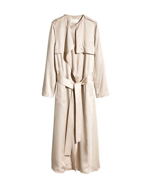 H&M Lyocell Trenchcoat in Natural | Lyst UK