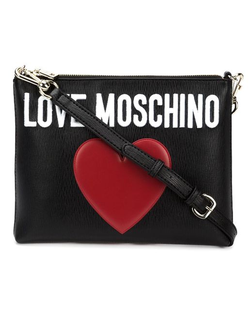 Love Moschino Black Stitched Heart Cross-Body Bag