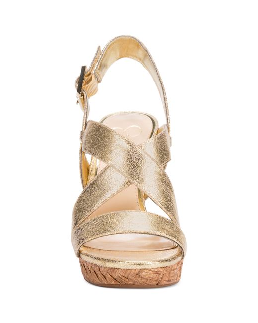 Jessica Simpson Jerrimo Platform Wedge Sandals in Metallic | Lyst