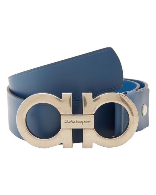 Ferragamo Double Gancini Adjustable Belt 679068 in Blue for Men Lyst