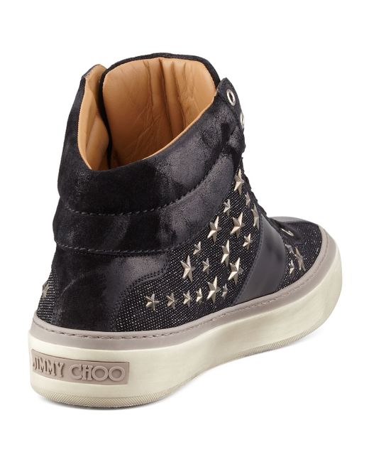 Download Jimmy choo Star-studded Hi-top Sneaker in Black for Men | Lyst