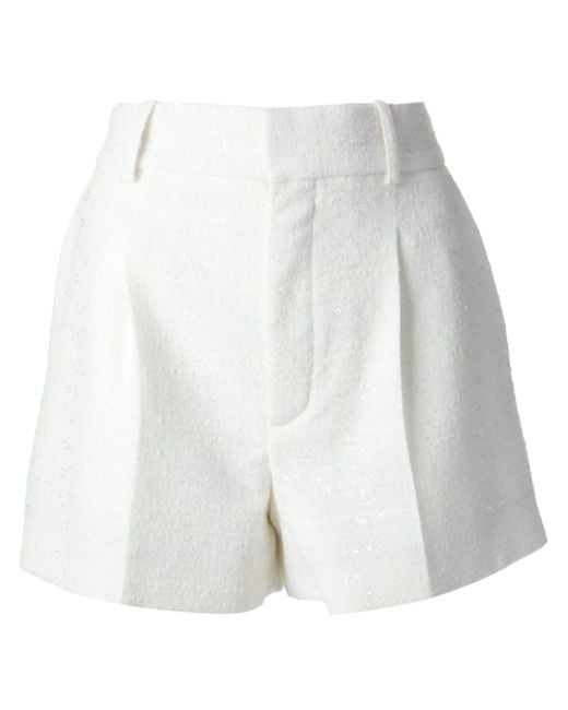 Chloé White Pleated Shorts