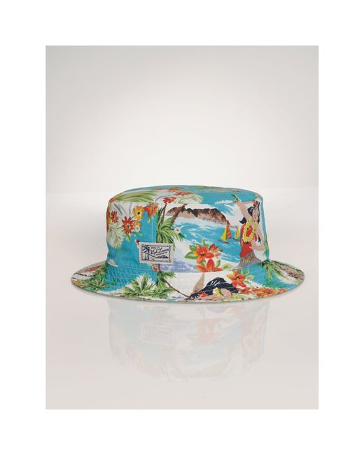 Polo Ralph Lauren Blue Reversible Hawaiian Bucket Hat for men