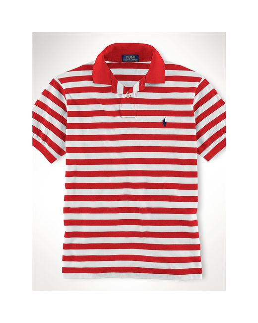 Polo Ralph Lauren Custom-fit Striped Polo Shirt in Red for Men | Lyst