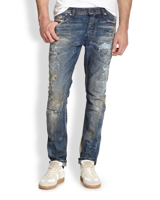 DIESEL Tepphar Distressed Jeans in Denim (Blue) for Men | Lyst