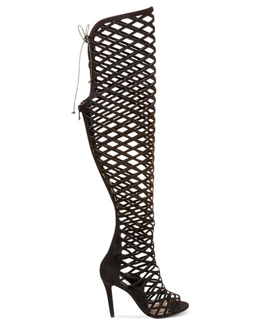Caged boots shop thigh high