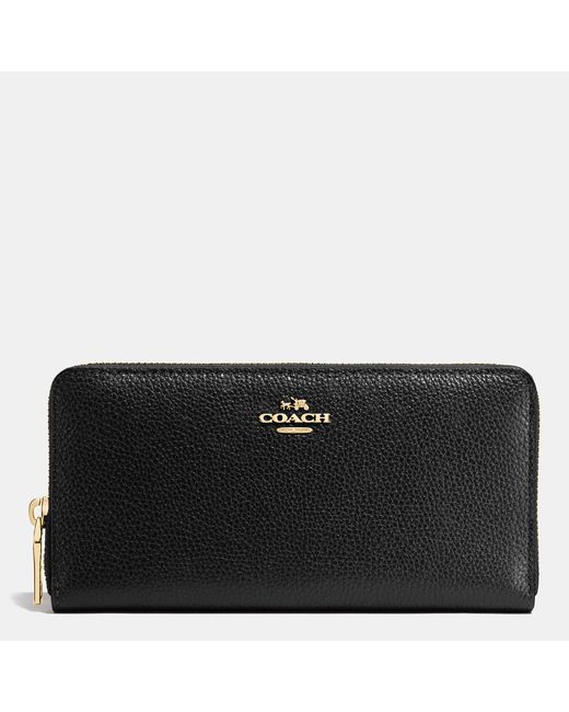 Coach Accordion Zip Wallet In Pebble Leather in Black | Lyst