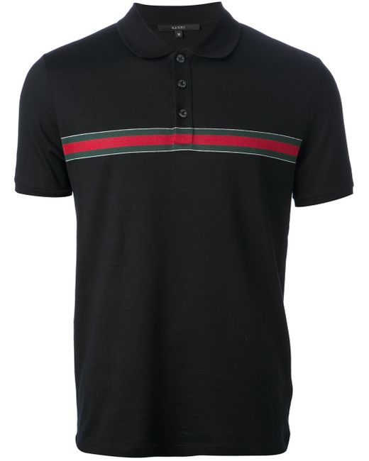 Gucci Pink Striped Panel Polo Shirt for men