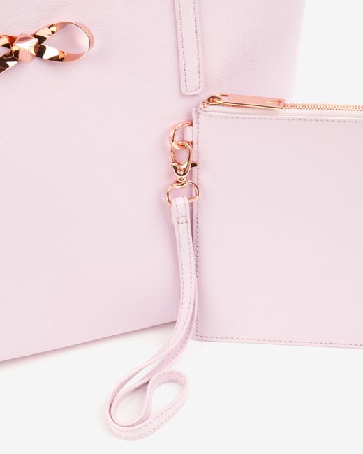 Ted Baker Pink Bow Detail Leather Shopper Bag