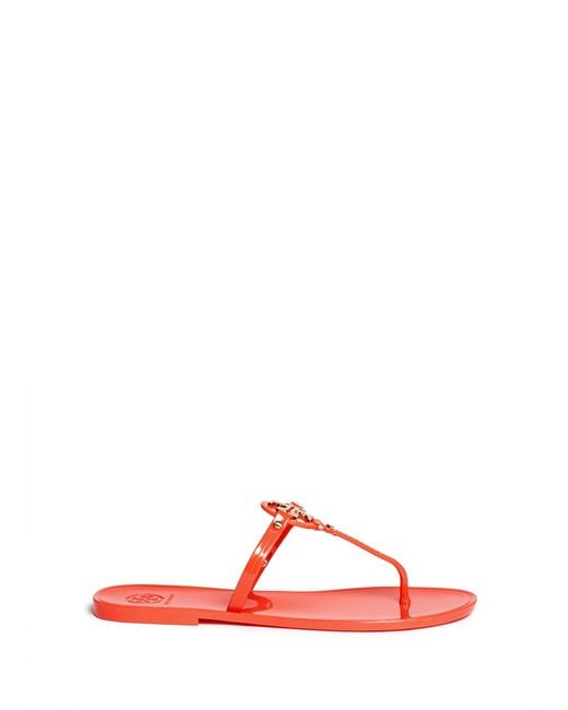 Tory Burch 'Mini Miller' Jelly Thong Sandals in Orange | Lyst