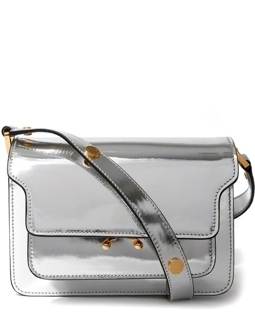 Marni Mini Silver Trunk Box Metallic Shoulder Bag