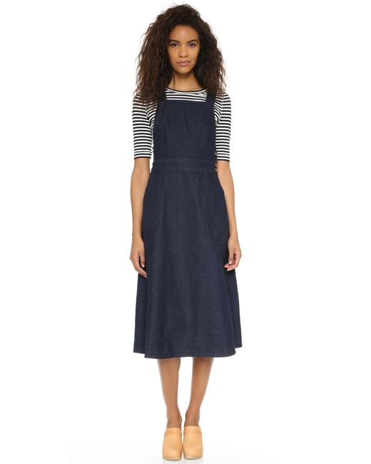 【&lovehelloさま専用】Blue DenimApron Dress Free People Indigo Denim Apron Dress in Blue | Lyst