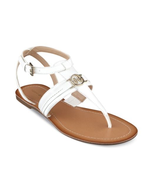 Tommy Hilfiger Womens Lorine Flat Thong Sandals White Lyst