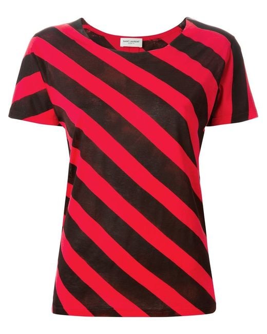 Saint Laurent Diagonal Stripe T-shirt in Black | Lyst UK
