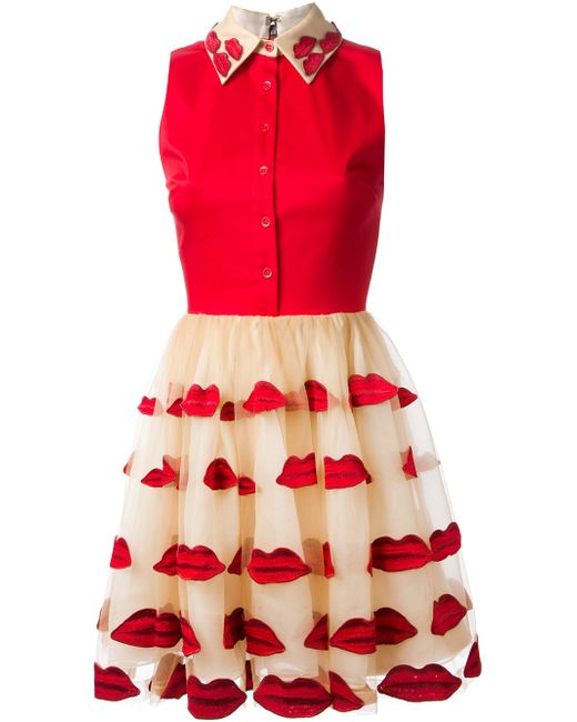 Alice + Olivia Red Lip Detail Dress