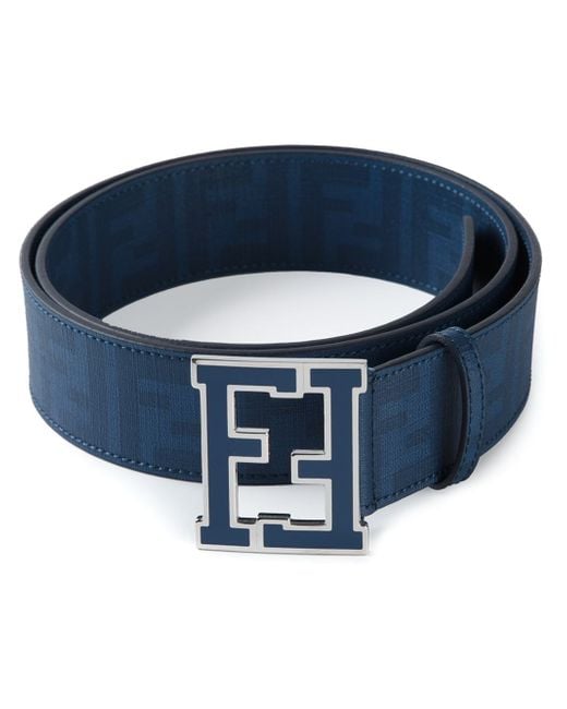 Fendi Blue Ff Logo Buckle Belt for men