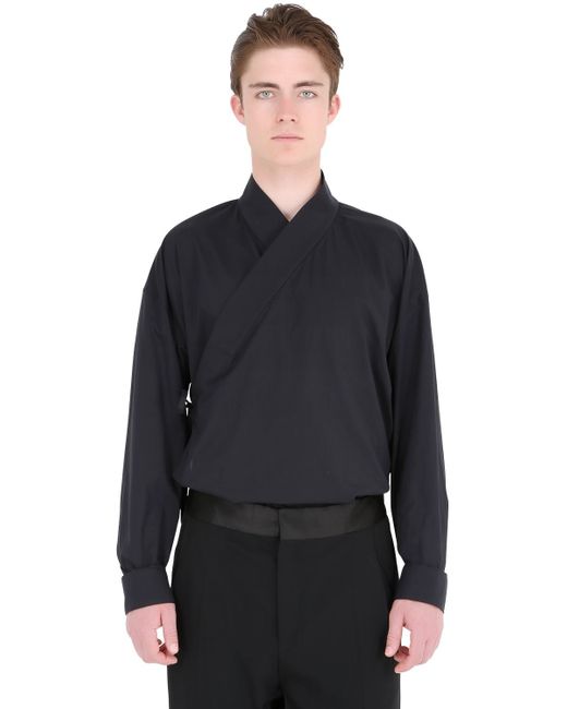 Haider Ackermann Black Cotton Poplin Kimono Shirt for men