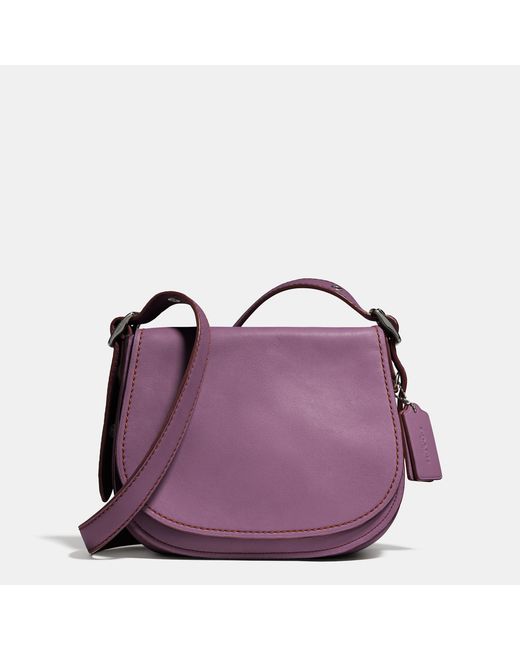 COACH Purple 23 Leather Saddle Bag
