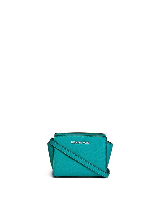 Michael Kors 'selma' Mini Saffiano Leather Messenger Bag in Green Lyst