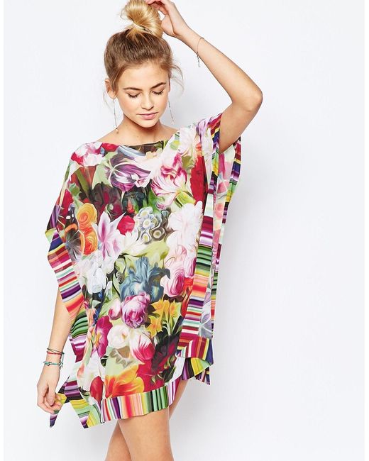 Ted Baker Multicolor Floral Swirl Beach Cover-up