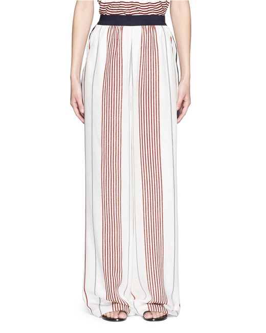 Wide Leg Stripe Silk Pants | Lyst