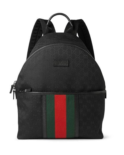 Gucci Black Leather-Trimmed Canvas Backpack for men