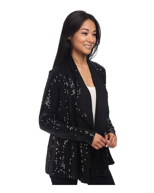 Karen Kane Black Sweater Knit Sequin Cardigan