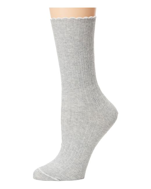Hue Scalloped Pointelle Sock 3-pack in Gray (Charcoal Solids) | Lyst
