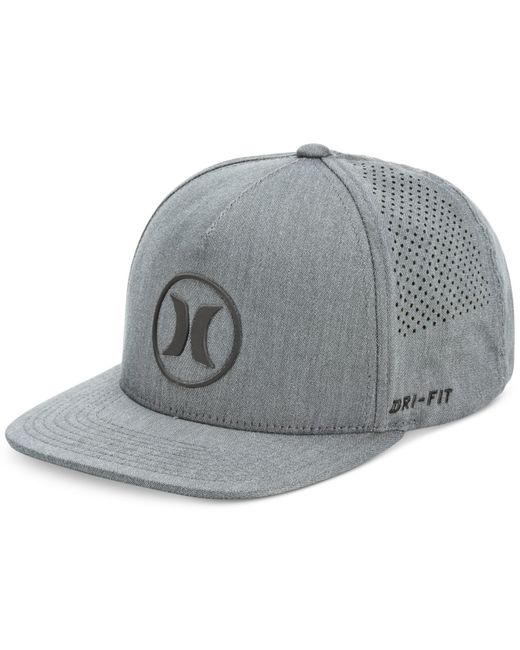 Hurley Gray Men's Dri-fit Icon 2.0 Perforated Logo Hat for men