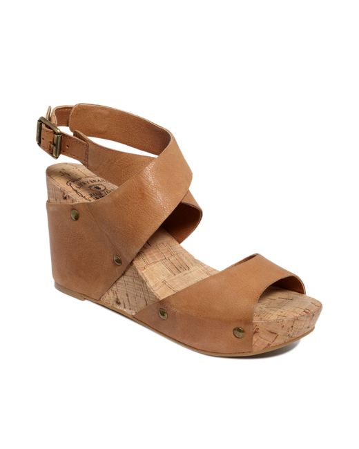 Lucky Brand Moran Wedge Sandals in Brown | Lyst