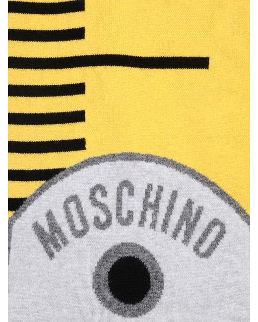 Moschino Yellow Measuring Tape Wool & Cashmere Scarf
