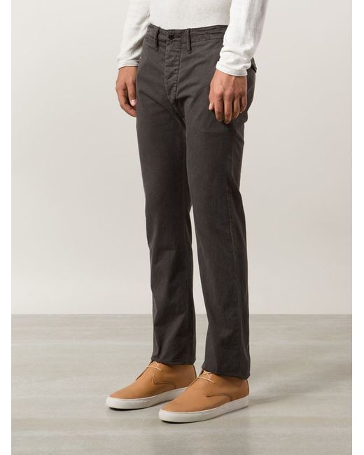 RRL 'officer's Chino' Trousers in Gray for Men | Lyst