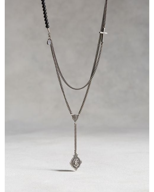 John Varvatos Black Multi Chain Necklace for men
