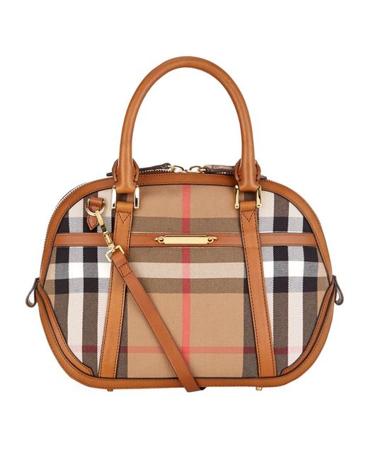 Burberry Natural Small Orchard House Check Bowling Bag