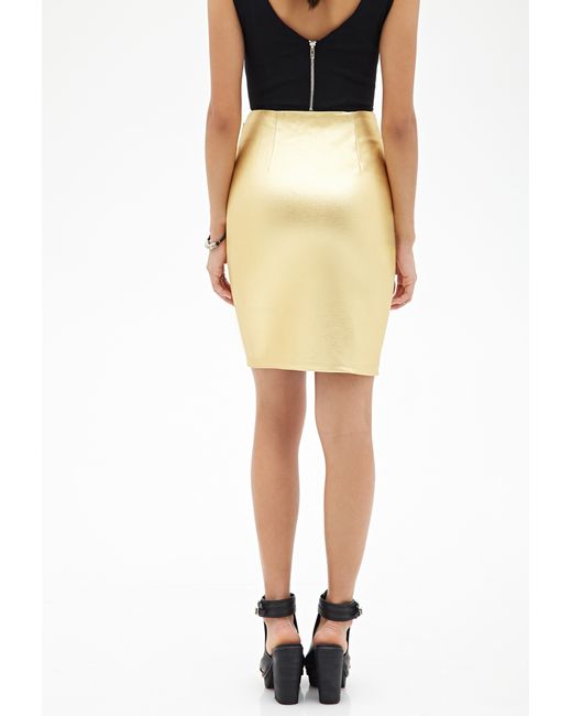 Forever 21 Lamé Pencil Skirt in Gold (Metallic) | Lyst