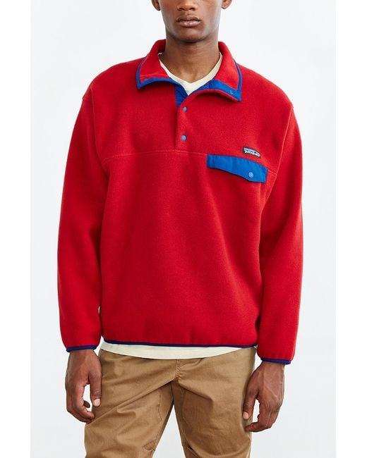 Patagonia Synchilla Snap-t Fleece Pullover Jacket in Red