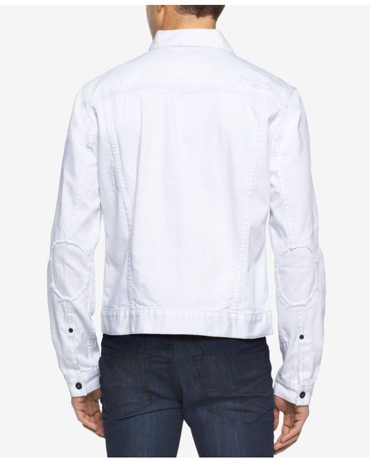Calvin Klein Men's Painted White Jean Jacket for Men | Lyst