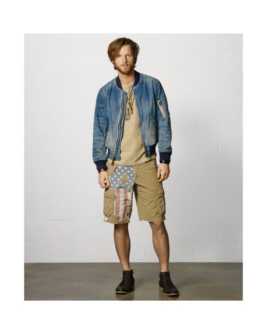 Denim & Supply Ralph Lauren Natural Distressedflag Cargo Shorts for men