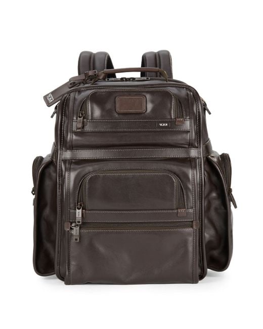 Tumi T-Pass Leather Backpack in Brown for Men | Lyst