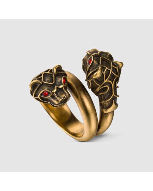 Gucci Tiger Head Ring in Gold for Men (aged gold finish) Lyst