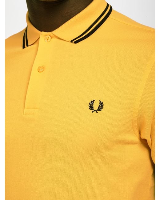 Fred Perry Twin Tipped Polo Shirt in Yellow for Men | Lyst UK