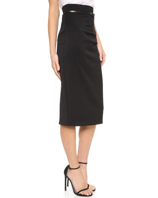 Black halo High Waisted Pencil Skirt in Black | Lyst