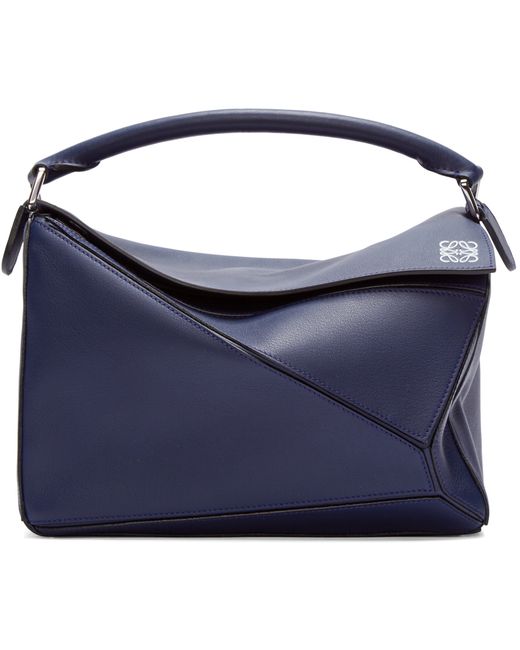 Loewe Navy Leather Puzzle Bag in Blue | Lyst