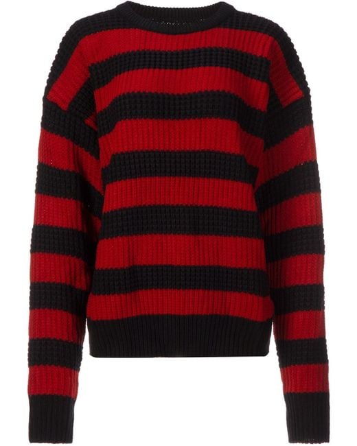 UNIF Red Ribbed Striped Sweater