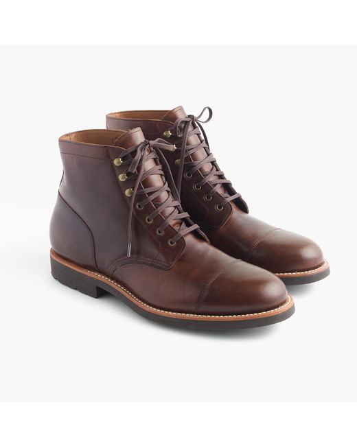 J.Crew Brown Kenton Leather Cap-toe Boots for men
