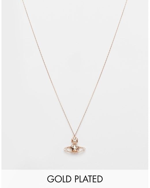 Vivienne Westwood Metallic Astrid Pendant Crystal Rose Gold Necklace