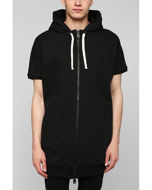 Drifter Magnus Short-Sleeve Zip-Up Long Hooded Sweatshirt in Black for Men  | Lyst