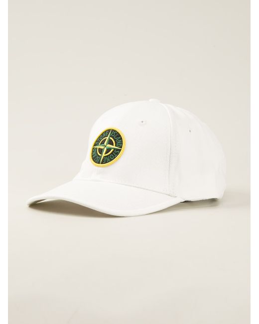 Stone Island Logo Baseball Cap in White 